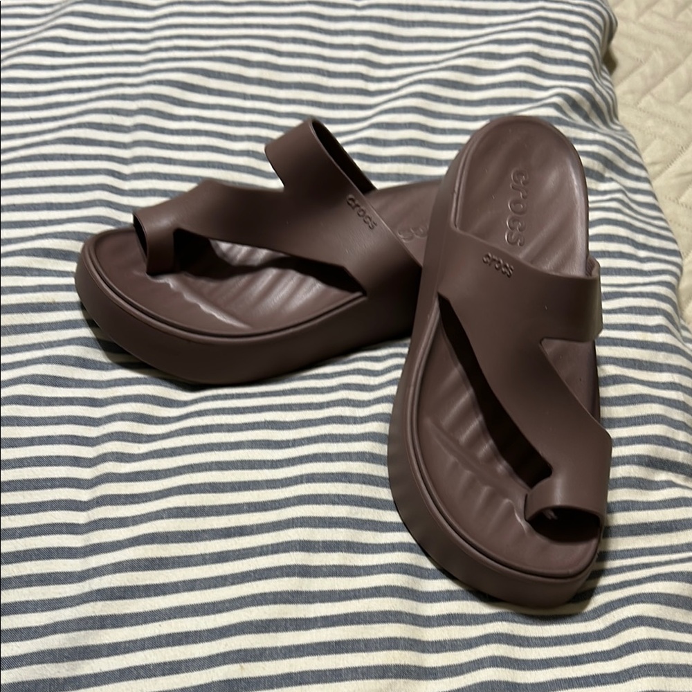 Brown Crocs Women's platform Sandals